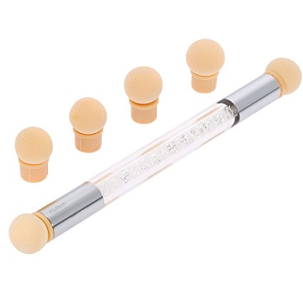 FlyItem 1 Set Double-ended Nail Gradient Shading Pen with 4 Sponge Head Acrylic UV Gel Painting Nail Art Sponge Brush Nail Brush Manicure Makeup Cosmetic Tool