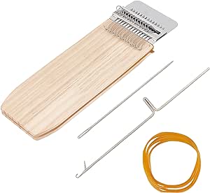 arricraft Wood Knitting Looms, Wooden Weaving Frame Loom Mini Household Mending Loom Weaving Loom Kit with Pin Rubber Findings for Quickly Mending Jeans, Repair Clothes, DIY Weaving Arts