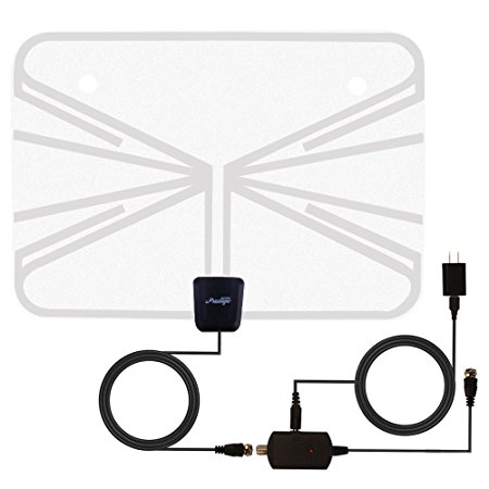 TV Antenna, Prestige Indoor Amplified HDTV Antenna 50 Mile Range with Detachable Amplifier Signal Booster, USB PowerSupply and 16.4FT High Performance Coax Cable - Upgraded Version Better Reception
