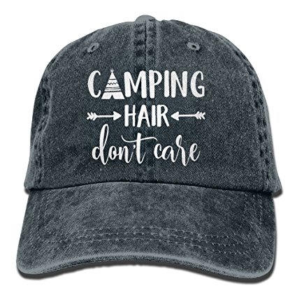 HHNLB Unisex Camping Hair Don't Care-1 Vintage Jeans Baseball Cap Classic Cotton Dad Hat Adjustable Plain Cap