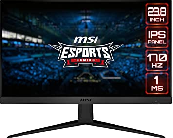 MSI G2412, 24" Gaming Monitor, 1920 x 1080 (FHD), IPS, 1ms, 170Hz, FreeSync Premium, HDMI, Displayport, Tilt, Black