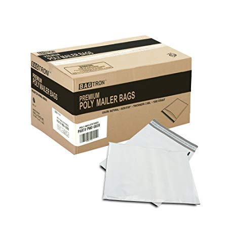 Bagtron Size 0 Poly Mailer Bags 6" x 9" Shipping Envelopes Grey 2.0mil, 1000 (100 of 10)