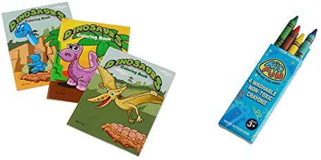 USToy 24 Piece Dinosaur Coloring Book & Crayons Bundle