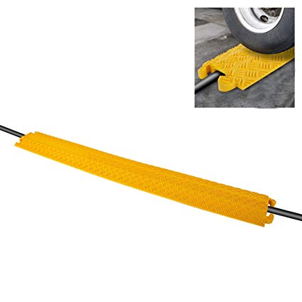 Durable Cable Protective Ramp Cover - Yellow Heavy Duty Hose and Cord Track Floor Protection w/Accessories, Safe in High Traffic - Cable Concealer Protector for Indoor Outdoor Use - Pyle PCBLCO102