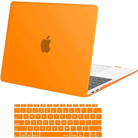 MOSISO Compatible with MacBook Air 13 inch Case 2020 2019 2018 Release A2337 M1 A2179 A1932 Retina Display with Touch ID, Protective Plastic Hard Shell Case & Keyboard Cover Skin, Orange