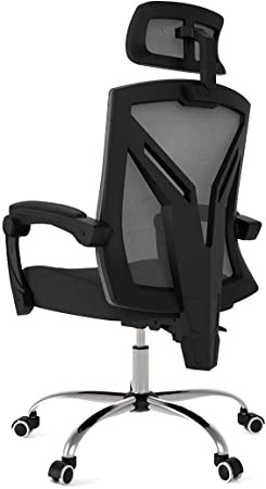 Ergonomic Office Chair - Hbada Modern High-back Desk Chair - Reclining Mesh Chair with Lumbar Support - Height Adjustable Seat Cushion & Headrest- Breathable Mesh Back - Soft Foam Seat Cushion - Black