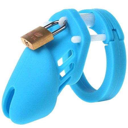 FeiGu Silicone Chastity Cage Device for Male Penis Exercise Sex Toys Fetish Erotic 4(short,blue)
