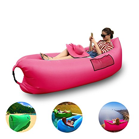 Portable Air Sofa Inflatable Couch - GreForest 3 Colors Air Couch Outdoor Waterproof Inflatable Lounger For Camping, Family Leisure, Beach, Water Play Including Mesh Side Pocket, Drawstring Carry Bag