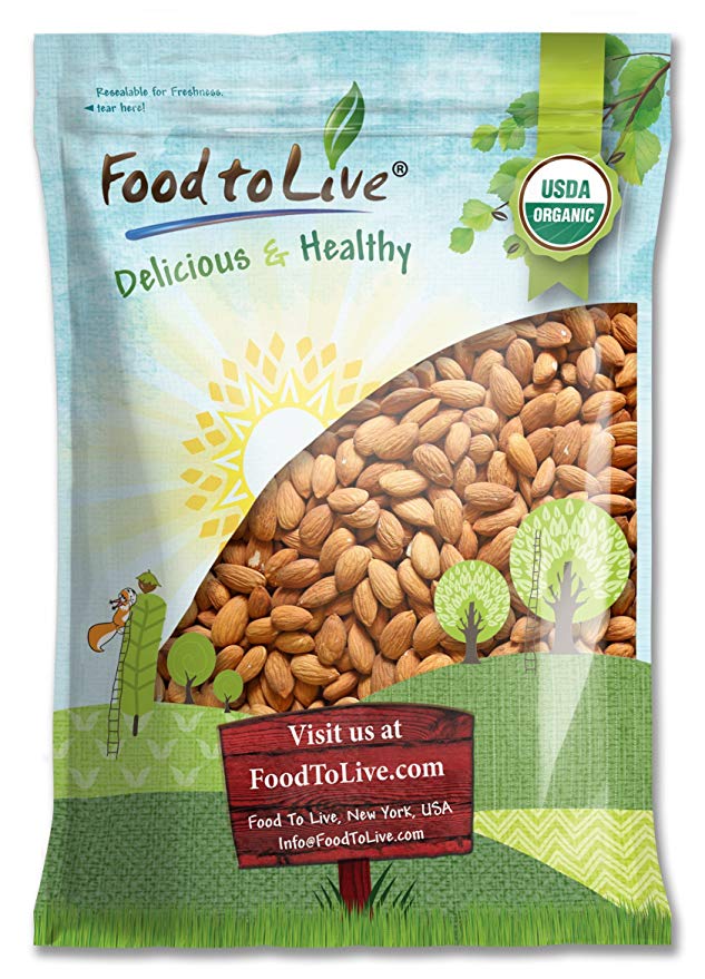 Raw Organic Almonds, 5 Pounds - Non-GMO, Kosher, No Shell, Whole, Unpasteurized, Unsalted, Bulk