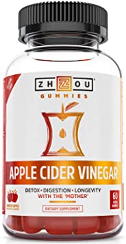 Zhou Nutrition Zhou Nutrition Apple Cider Vinegar Gummies with The Mother - Acv Vegan Detox Cleanse, Apple, 60 Gummies, 60 Count
