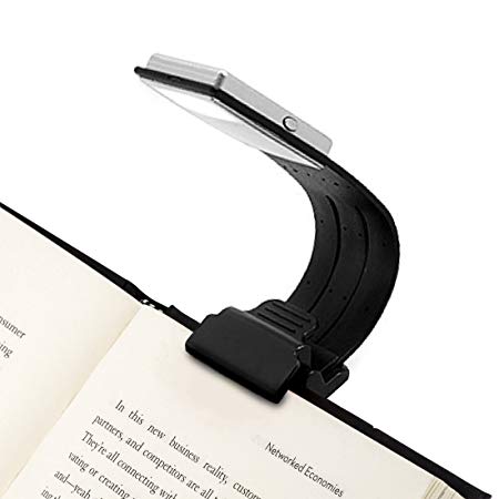 Clip On Book Light USB Rechargeable Reading Lamp Eye Care Double As Bookmark Flexible With 4 Level Dimmable for Book Reading in Bed, Kindle, iPad(Black)