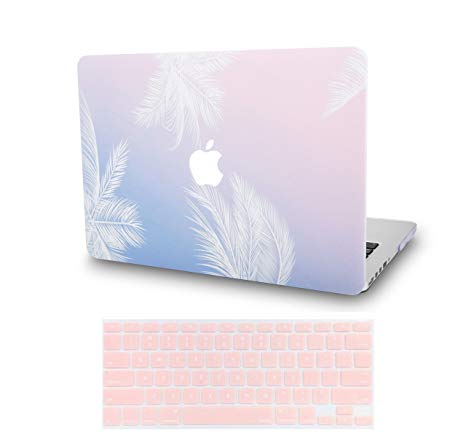 KEC Laptop Case Compatible with Old MacBook Pro 13" Retina (2015-) w/KeyBoard Cover Plastic Hard Shell Case A1502/A1425 (Blue Feather)