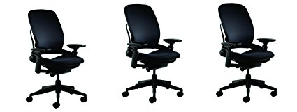 Qty 3 Steelcase Leap V2 Office Chairs Black Fabric OPEN BOX