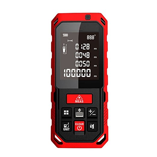 Perfect-Prime RF0760, Laser Distance Digital Range Finder Diastimeter Measuring Device Electronic Bubble Levels 198ft/60m , IP65 Water & Dust proof