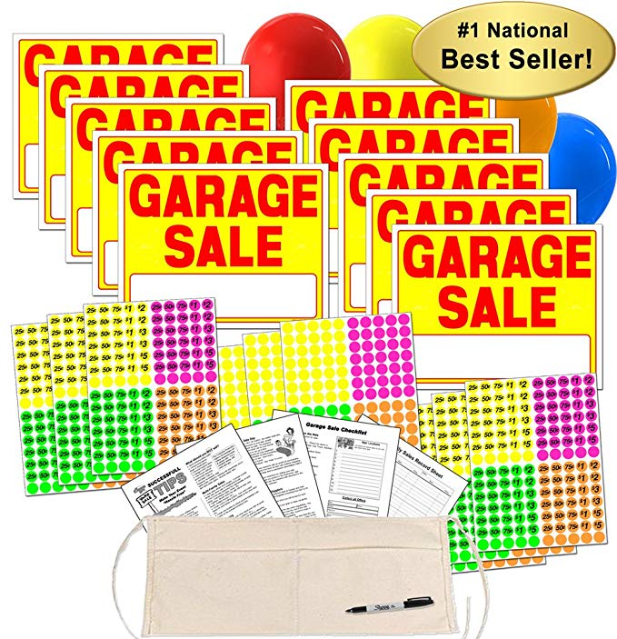 Garage Sale Sign Kit with Pricing Labels and Change Apron (A504G)