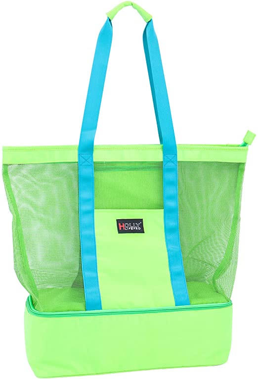 Holly LifePro Mesh Beach Bag Toy Tote Bag Market Grocery & Picnic Tote with Oversized Pockets