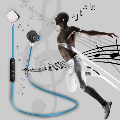 Bluetooth In-Ear Headphones Abestbox Wireless Sport Earphones Earbuds Bluetooth 41 Balanced Audio Build-in Mic CVC 60 Noise-Cancelling Blue