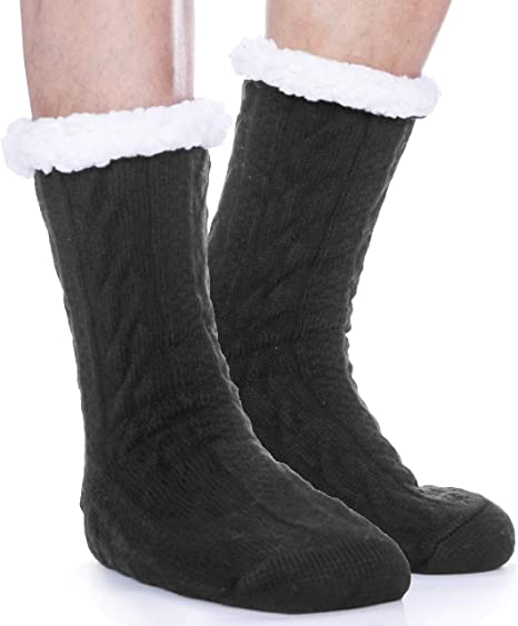 EBMORE Mens Slipper Fuzzy Socks Winter Cozy Fluffy Cabin Warm Fleece Soft Comfy Thick Non Slip Christmas Home Stocking Stuffer