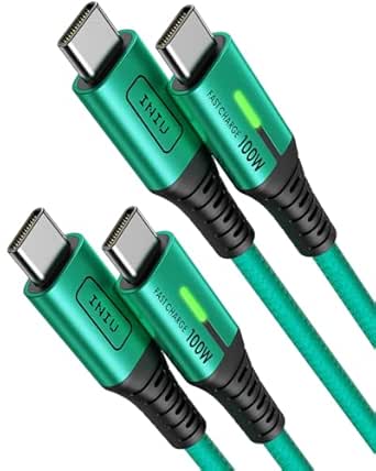 INIU USB C Charging Cable, [6.6ft, Green] 2-Pack Type C Charger Cord for iPhone 15 Samsung Galaxy S22 S10 Note 20 Pixel 7 Huawei Xiaomi, MacBook, iMac, iPad, and More