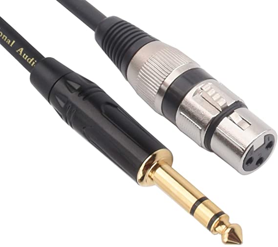 TISINO XLR Female to 6.35mm TRS Stereo Jack Plug Balanced Cable Patch Cord Interconnect Lead - 2m /6.6FT