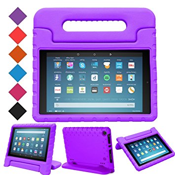MENZO Case for All-New Fire HD 8 2017 - Shockproof Convertible Handle Light Weight Protective Stand Cover Kids Case for All-New Kindle Fire HD 8" 2017 Tablet, Purple