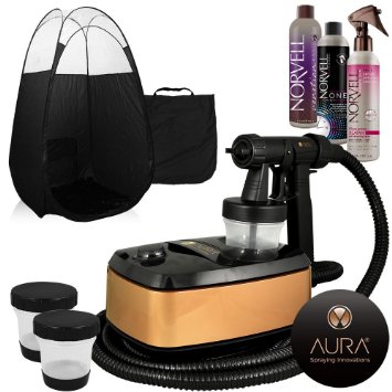 Aura Allure Spray Tan Machine Kit with Norvell Tanning Solution and Tent (Black)