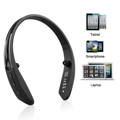 Bluetooth Headset, SWINCHO BM-170 Bluetooth Stereo Headphone for Jogging & Running & Working out & Gym-Sports Earbuds Earphones with Microphone for iPhone iPad and Android Devices (Black)