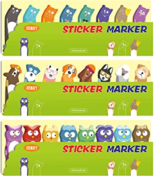 600 Cat Dog Owl Sticky Notes in 24 Designs Index Tabs Page Flags Bookmark