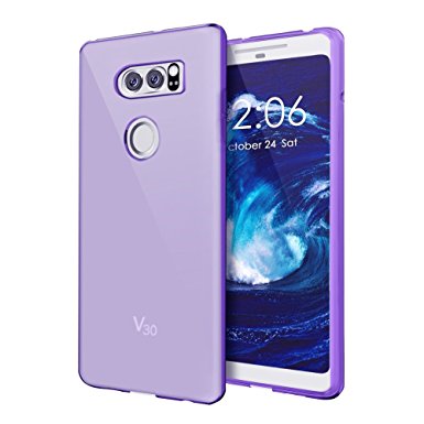 LG V30 Case, OEAGO Ultra [Slim Thin] Flexible TPU Gel Rubber Soft Skin Silicone Protective Case Cover For LG V30 - Purple