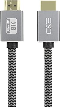 6ft Ultra HD 8K High Speed Upto 48Gbps HDMI Cable, 8K@60Hz, 4K@120Hz, Dynamic HDR, Aluminum Shell Braided 6 Feet Cord, 4K, 2K, 1080P, 3D, for MacBook, UHD TV, Laptop, Monitor, Gaming Consoles & More