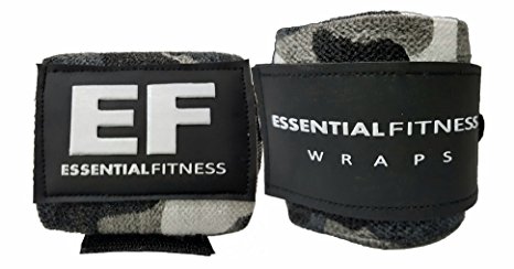 Essential Fitness Wrist Wraps: Perfect for Powerlifting, Bodybuilding, Crossfit and General Weight Lifting. Suppior Wrist Support for Weight Training