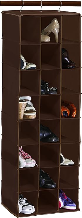 Simple Houseware Hanging Closet Organizers 24 Section Shoe Shelves, Brown