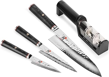 MIYABI Mizu SG2 Knife & Sharpener Set, 4 Piece