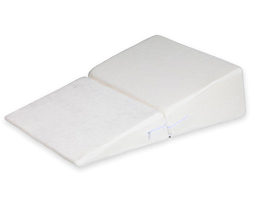 Angel Folding Foam Bed Wedge Pillow with Removable Washable Cover - Leg Rest Cushion Pillow for Back Support, Elevating Legs and Acid Reflux (White)