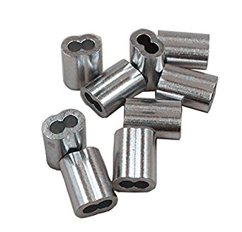 Accessbuy 1/16 Inch Aluminum Sleeves Clip for Wire Rope, 100-Pack