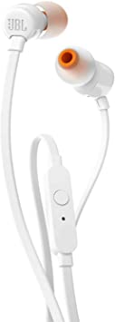 JBL T110 Wired in-Ear Headphones with JBL Pure Bass Sound and Microphone, in White