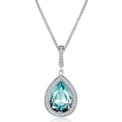 Mevecco Womens Pendant Necklace with Swarovski Crystal Water Drop Pendant Fashion Jewelry in the Gift Box