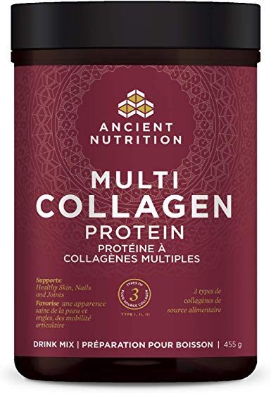 Ancient Nutrition Multi Collagen Protein Powder - Pure, Formulated by Dr. Josh Axe, 3 Types of Food Sourced Collagen Peptides, Supports Joints, Skin and Nails, Made Without Gluten & Dairy, 455 Grams