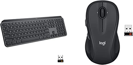 Logitech MX Keys Advanced Wireless Illuminated Keyboard - Graphite & M510 Wireless Computer Mouse for PC with USB Unifying Receiver - Graphite