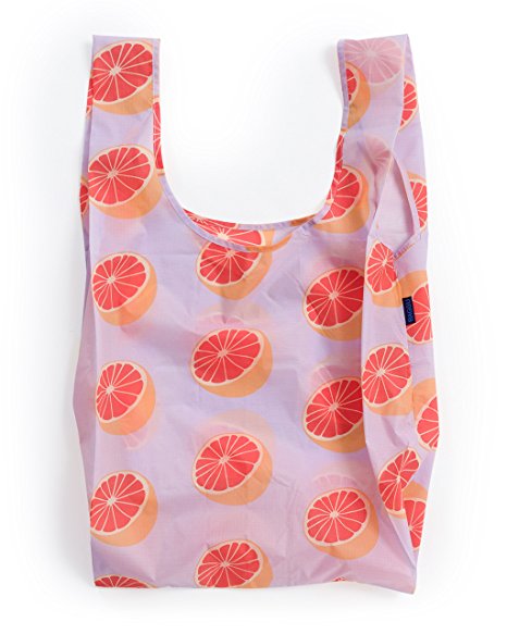 BAGGU Large Reusable Shopping Bag, Foldable Ripstop Nylon Tote for Laundry or Shopping, Grapefruit