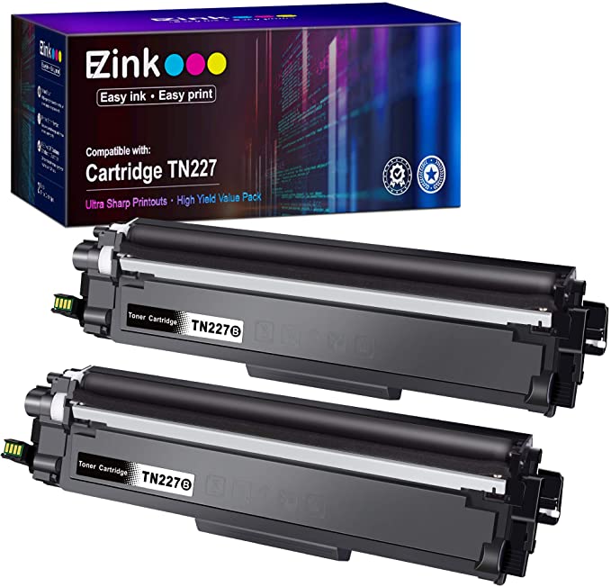 E-Z Ink (TM) with Chip Compatible Toner Cartridge Replacement for Brother TN227 TN227bk TN227 TN223 TN 223bk use with MFC-L3770CDW MFC-L3750CDW HL-L3230CDW HL-L3290CDW HL-L3210CW MFC-L3710CW (2 Black)