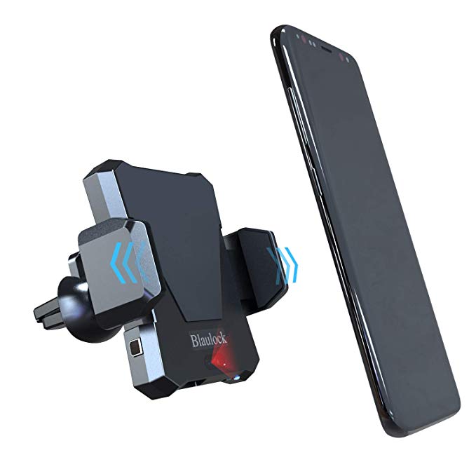 Car Phone Mount Auto Clamping with FR Sensor, Blaulock Smart Car Mount Auto Clamp, Car Phone Holder Air Vent, Car Cellphone Mount, Compatible with iPhone＆Samsung ＆Other Universal Phones (A)