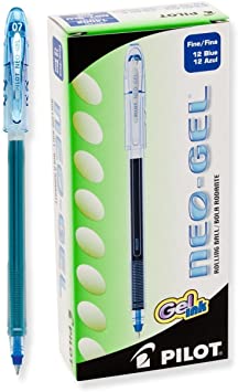 PILOT Neo-Gel Roller Ball Stick Pens, Blue Ink, Fine Point, 12-Pack (14002)