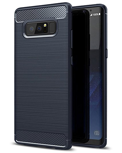 Galaxy Note 8 Case - OEAGO [Luxury Brushed] [Texture Carbon Fiber] Ultra Slim Lightweight Flexible Soft TPU Bumper Shock Absorption Rubber Protective Case Cover for Samsung Galaxy Note 8 - Blue