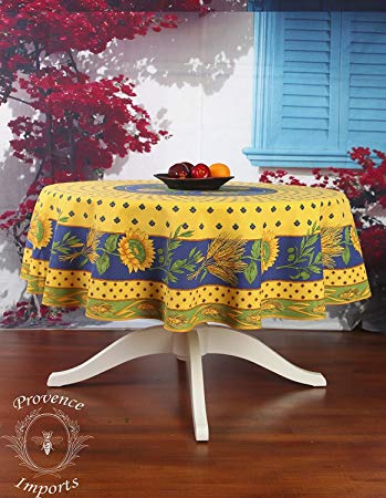Tournesol Yellow 70" Round French Provencal Polyester Tablecloth