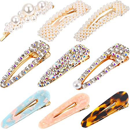 9 Pieces Artificial Pearl Hair Pins Hair Barrettes Decorative Bridal Hair Clips Handmade Hair Accessories for Women (Style Set 9)