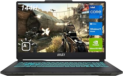 MSI Cyborg 15 Gaming Laptop, 15.6" FHD 144Hz Display, Intel Core i7-12650H, NVIDIA GeForce RTX 4060, 32GB DDR5 RAM, 1TB SSD, Webcam, Backlit Keyboard, Wi-Fi 6, Windows 11 Home, Translucent Black