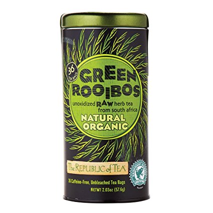 The Republic Of Tea 100% Organic Natural Green Rooibos Tea Bags, 36 Tea Bag Tin