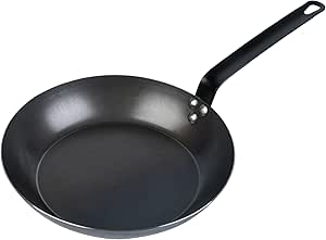 Restaurantware-Met Lux 11 Inch Fry Pan, 1 Lightweight Frying Pan - Induction-Ready, Triple-Riveted, Black Carbon Steel Cooking Skillet, Durable, For Searing, Sauteing, And Browning Food