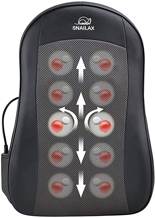 Snailax Cordless Shiatsu Back Massager with Heat Portable Kneading Massage Cushion Massage Chair Pad Relieve Muscle Soreness for Home Office use